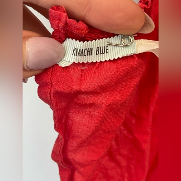 Kimchi Blue Red Halter tie crochet crop top, size small - Picture 2 of 7